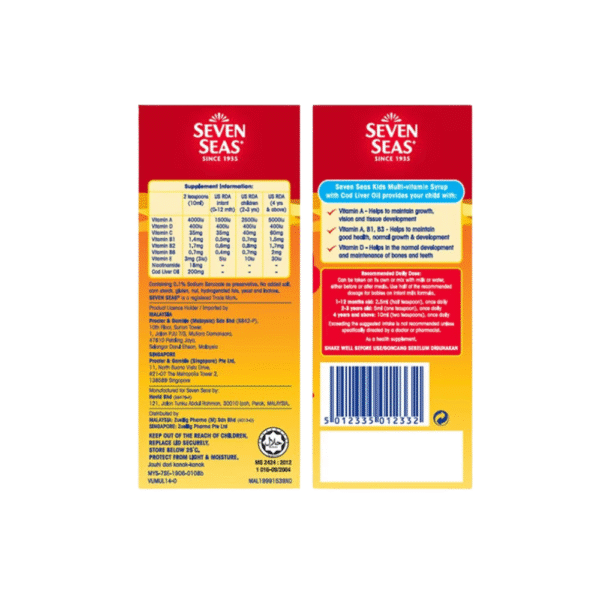 SEVEN SEAS Multi-vitamin Syrup with Cod Liver Oil 100ml - Image 2